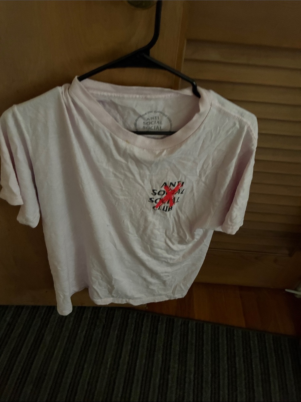 Anti Social Social Club Kids Light Pink Tee with Red Accent Logo
